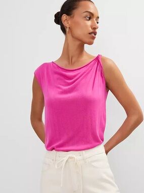 Ann Taylor Pink Twisted Shoulder Tank